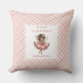 Rustic Fairy Girl Blush Floral Birthday Pillow  クッション (正面)