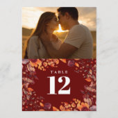 Rustic Fall Autumn Floral Photo Table Number 招待状 (正面)