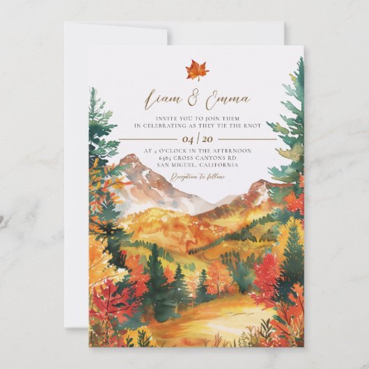 Rustic Fall Autumn Landscape Wedding Invitation 招待状 (正面)