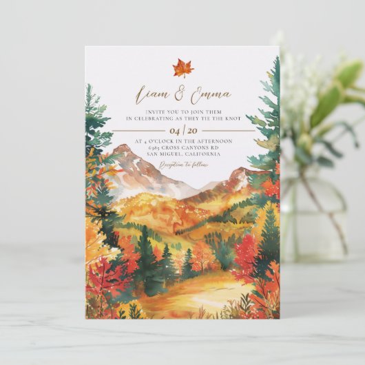 Rustic Fall Autumn Landscape Wedding Invitation 招待状 (スタンド正面)