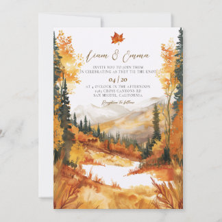 Rustic Fall Autumn Landscape Wedding Invitation 招待状