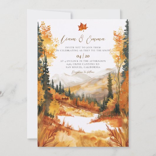 Rustic Fall Autumn Landscape Wedding Invitation 招待状 (正面)