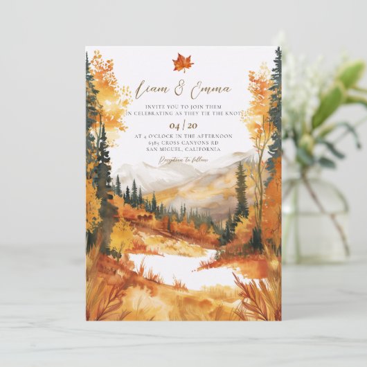 Rustic Fall Autumn Landscape Wedding Invitation 招待状 (スタンド正面)