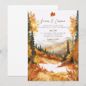 Rustic Fall Autumn Landscape Wedding Invitation 招待状 (正面/裏面)