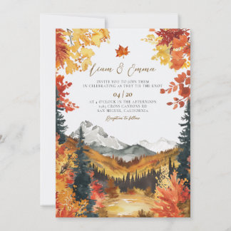 Rustic Fall Autumn Landscape Wedding Invitation 招待状