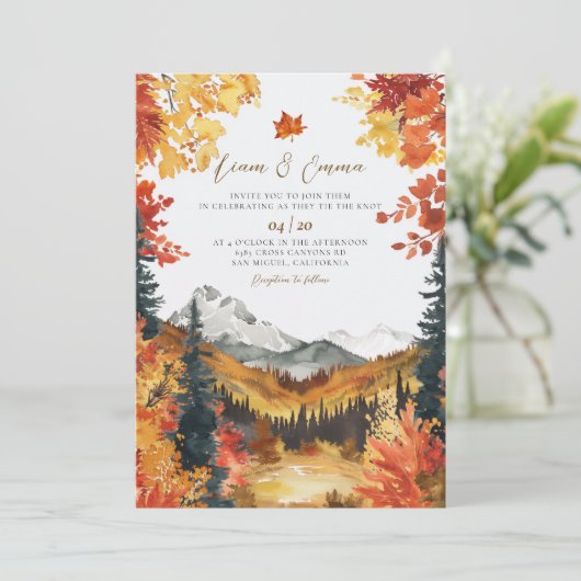 Rustic Fall Autumn Landscape Wedding Invitation 招待状 (スタンド正面)