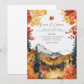 Rustic Fall Autumn Landscape Wedding Invitation 招待状 (正面/裏面)
