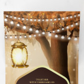 Rustic Fall Autumn Tree Lamp String Lights Wedding 三つ折り招待状 (内部最初)