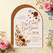 Rustic Fall Burnt Sienna Beige Floral Wedding 招待状