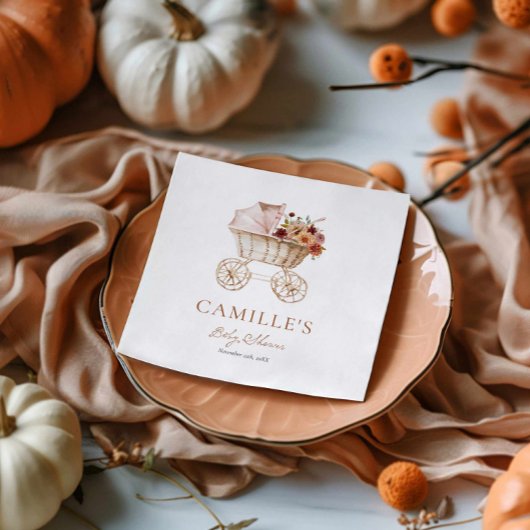 Rustic Fall Floral Burgundy Baby Shower スタンダードカクテルナプキン