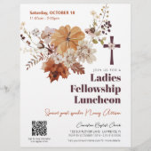Rustic Fall Floral Church Ladies Luncheon Flyer チラシ (正面)