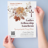 Rustic Fall Floral Church Ladies Luncheon Flyer チラシ (手)