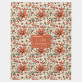 Rustic Fall Floral Copper Terracotta Olive Blanket フリースブランケット (正面)