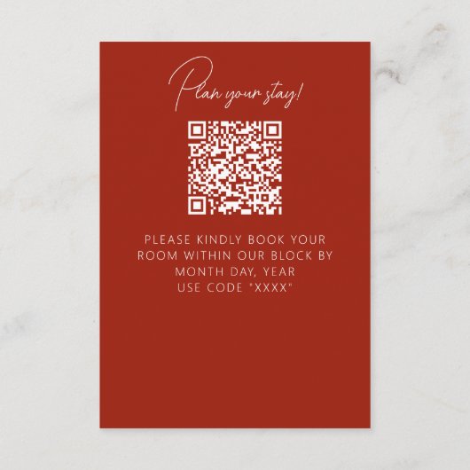 Rustic Fall Floral Modern QR Code Wedding Details エンクロージャーカード (裏面)