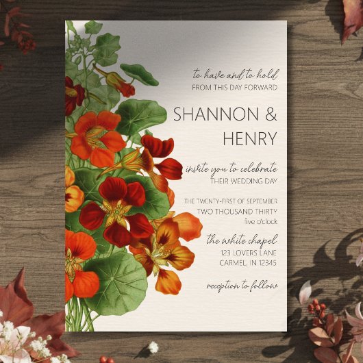 Rustic Fall Floral Modern Wedding Invitation 招待状