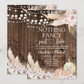 Rustic Fall Floral Nothing Fancy Just Love Wedding 招待状 (正面/裏面)
