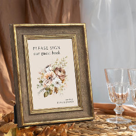 Rustic Fall Floral Please ゲストブックサインカード 招待状