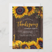 Rustic fall floral pumpkin Thanksgiving dinner 招待状 (正面)