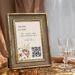 Rustic Fall Flowers QRコードフォト共有カード 招待状