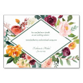 Rustic Fall Flowers Sage Green Accommodation Cards テーブルナンバー (裏面)