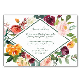Rustic Fall Flowers Sage Green Accommodation Cards テーブルナンバー