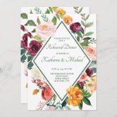 Rustic Fall Flowers Sage Green Rehearsal Dinner 招待状 (正面/裏面)