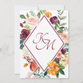 Rustic Fall Flowers Wine Red Save The Date Cards 招待状 (裏面)
