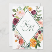 Rustic Fall Flowers Wine Sage Green The Date Cards 招待状 (裏面)