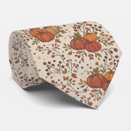  Rustic Fall Foliage & Pumpkins  ネクタイ (ロール)