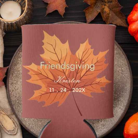 Rustic Fall Friendsgiving カスタムネーム付き缶クーラー 缶クーラー