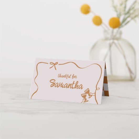 Rustic Fall Friendsgiving Dinner Table Place Cards プレイスカード (正面)