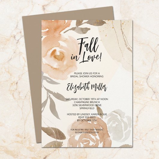 Rustic Fall in Love フラワー ブライダルシャワー 招待状