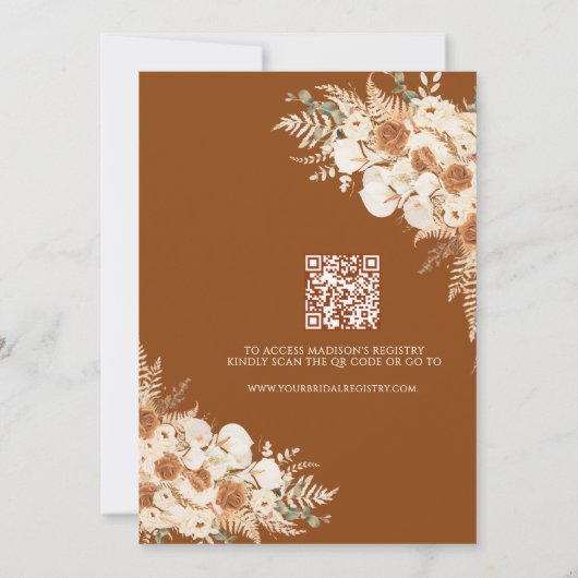 Rustic Fall in Love Bridal Shower Boho Terracotta 招待状 (裏面)