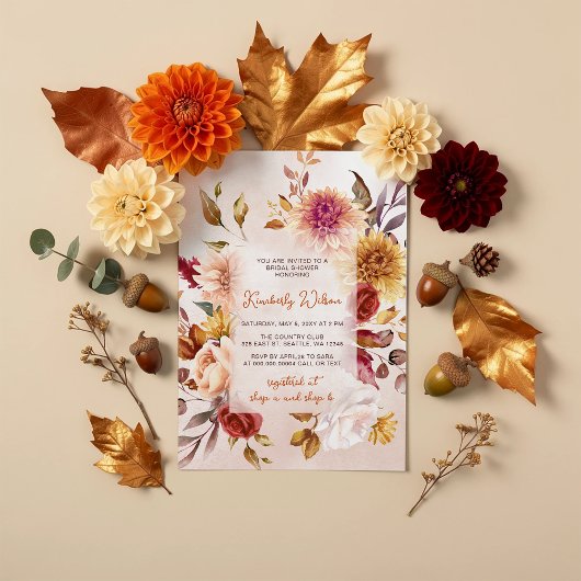 Rustic Fall in Love Fall Floral Bridal Shower  招待状