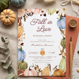 Rustic Fall in Love Pumpkin テラコッタ ベビーシャワー 招待状