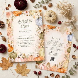 Rustic Fall in Love Pumpkin 秋のベビーシャワー 招待状