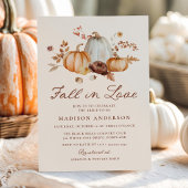Rustic Fall in Love Pumpkin Floral Bridal Shower 招待状