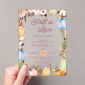 Rustic Fall in Love Pumpkin Terracotta ベビーシャワー アクリル招待状 (インサイチュ (ポータブル))