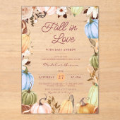 Rustic Fall in Love Pumpkin Terracotta ベビーシャワー アクリル招待状 (正面)