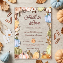 Rustic Fall in Love Pumpkin Terracotta ベビーシャワー アクリル招待状