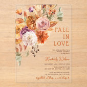 Rustic Fall in Love Pumpkins Fall Bridal Shower アクリル招待状 (正面)