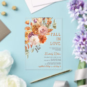 Rustic Fall in Love Pumpkins Fall Bridal Shower アクリル招待状 (インサイチュ (ウェディング))