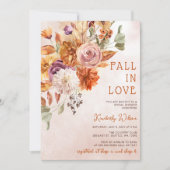 Rustic Fall in Love Pumpkins Fall Bridal Shower 招待状 (正面)