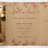 Rustic Fall In Love QRコード付き2枚の写真の結婚式 三つ折り招待状 (内部中)