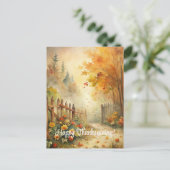 Rustic Fall Landscape Happy Thanksgiving シーズンポストカード (スタンド正面)