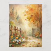 Rustic Fall Landscape Happy Thanksgiving シーズンポストカード (正面)