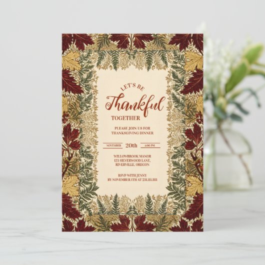Rustic Fall Leaf Thanksgiving Celebration 招待状 (スタンド正面)