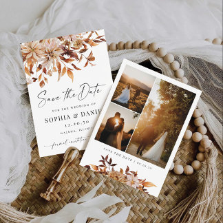 Rustic Fall Leaves Save The Date Card セーブザデート