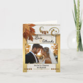 Rustic Fall Leaves Wedding Photo Thank You Card サンキューカード (正面)