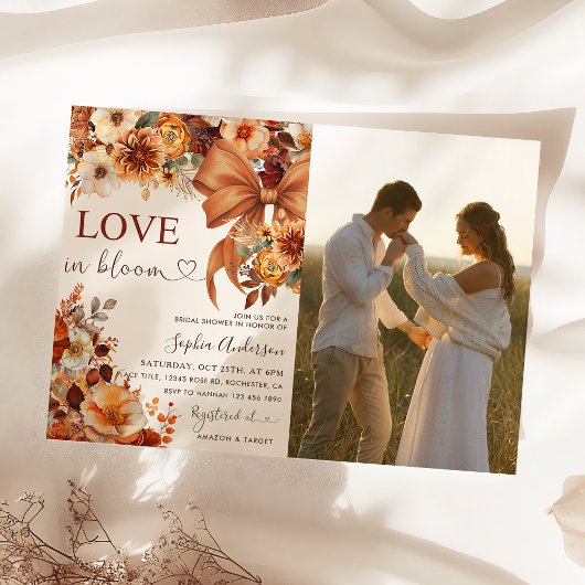 Rustic Fall Love In Bloom Bridal Shower Photo 招待状